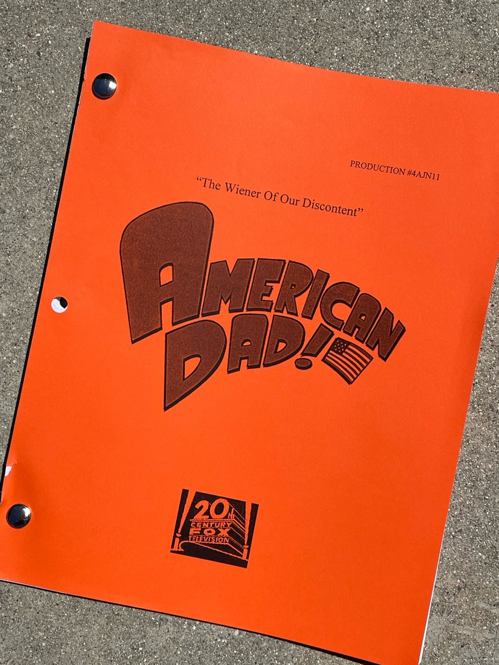 American Dad 2008 Production Used Table Draft Script The Weiner of Discontent